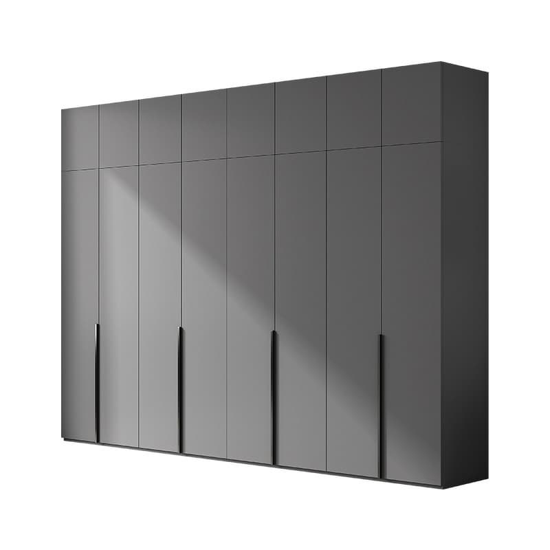 Contemporary Grey Wood Storage Wardrobe with Clothing Rod and Black Handles thumbnail 5