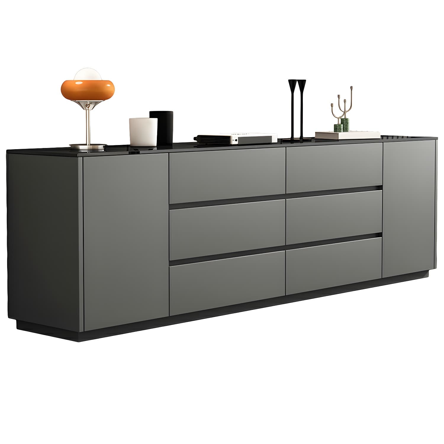 Modern Stone TV Stand with 6 Drawers and 2 Cabinets - Sleek and Stylish Design thumbnail 5