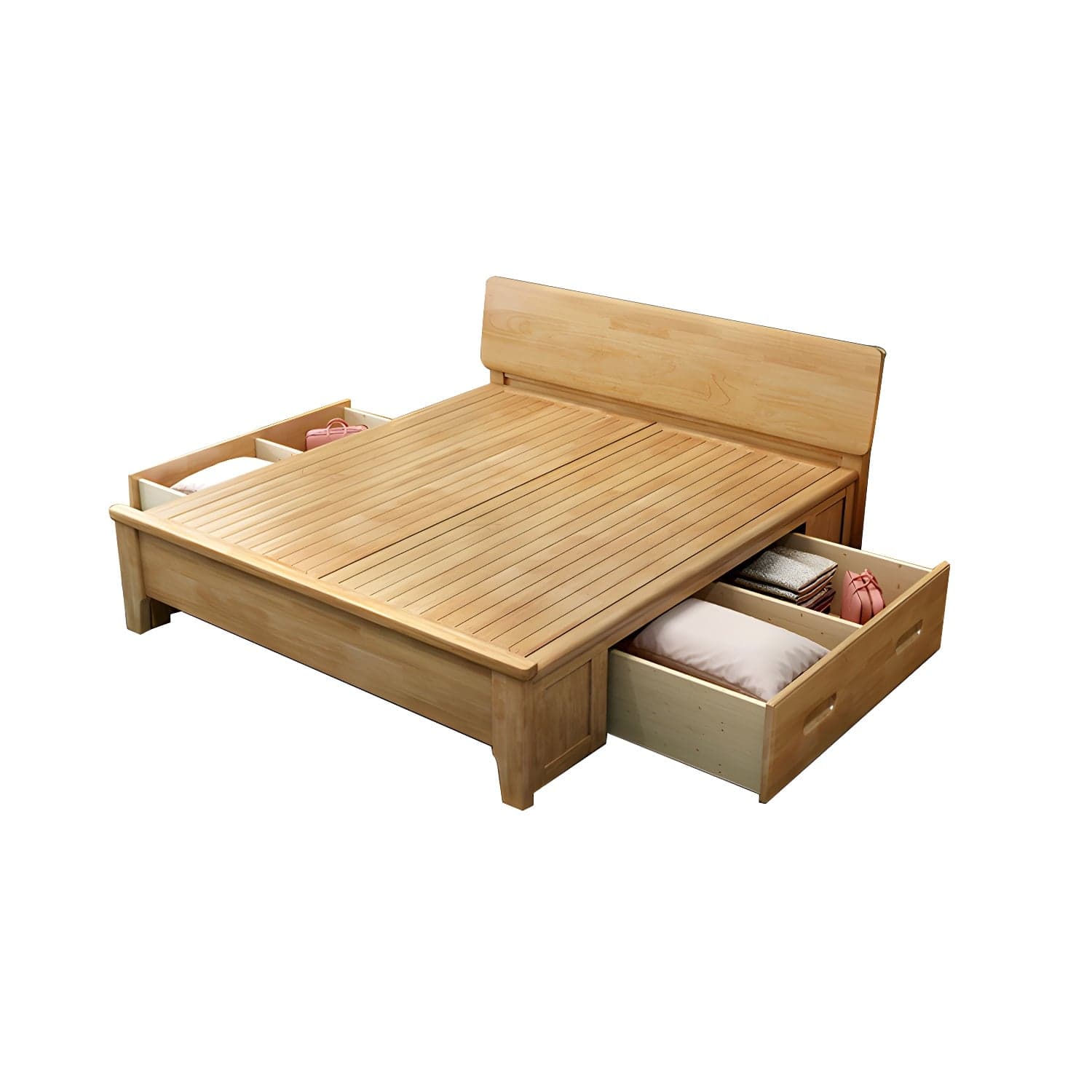 84.65 inch Wide Scandinavian Bed Frame Solid Wood Standard Bed with Headboard thumbnail 11