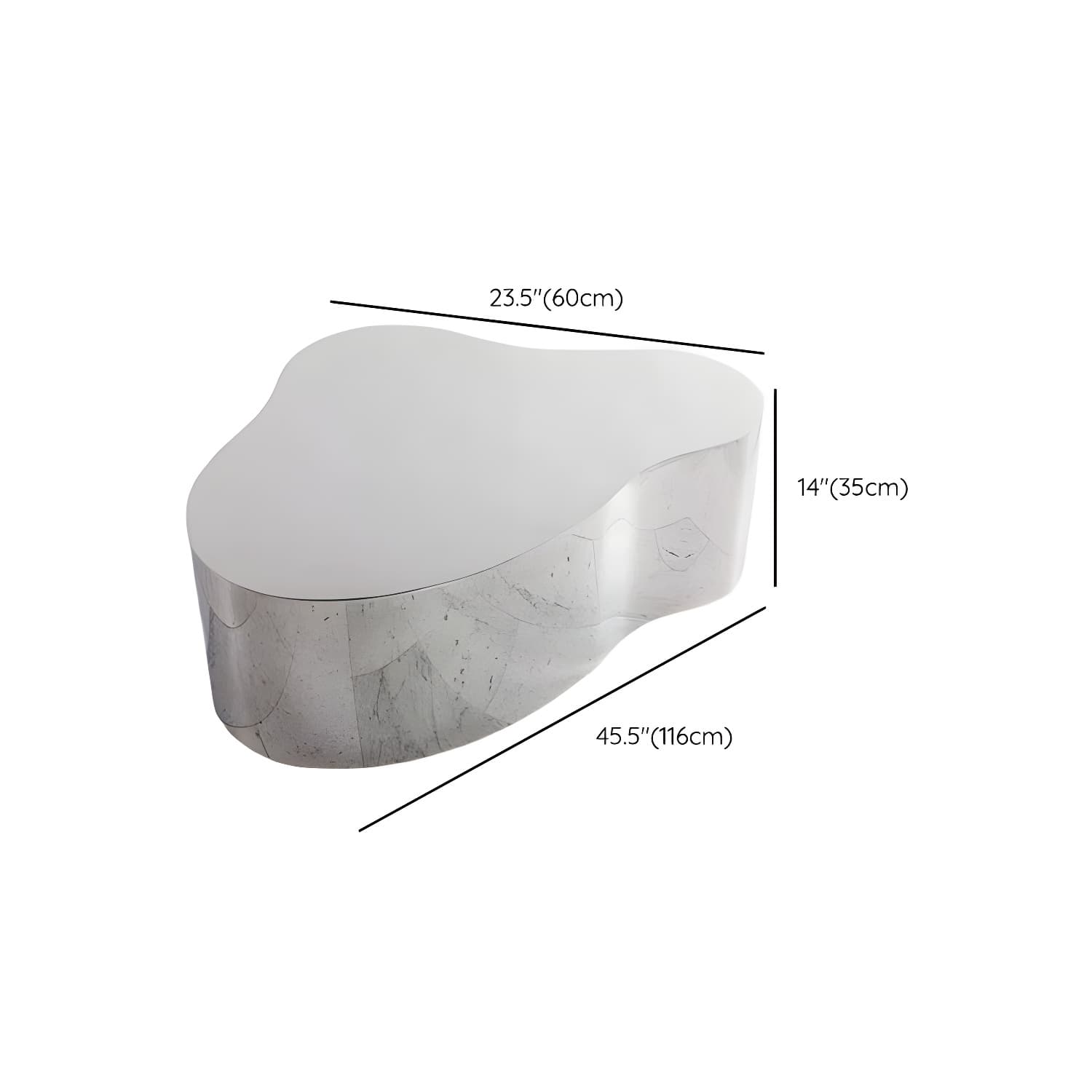 Silver Modern Coffee Table with Free Form Metal Top and Abstract Stainless Steel Base thumbnail 16