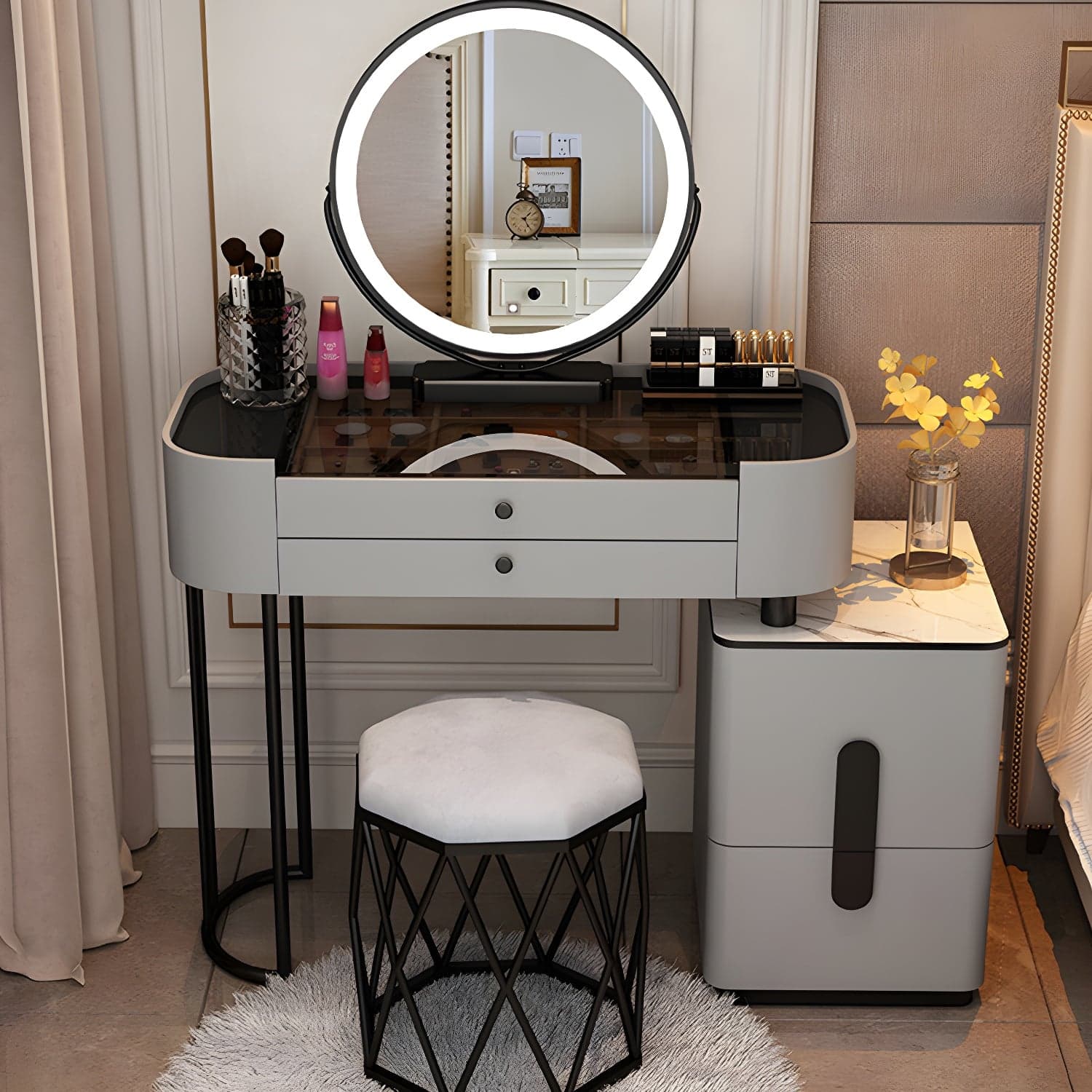 Contemporary Wood Make-up Vanity 15.75" Wide Make-up Vanity with Drawers thumbnail 5