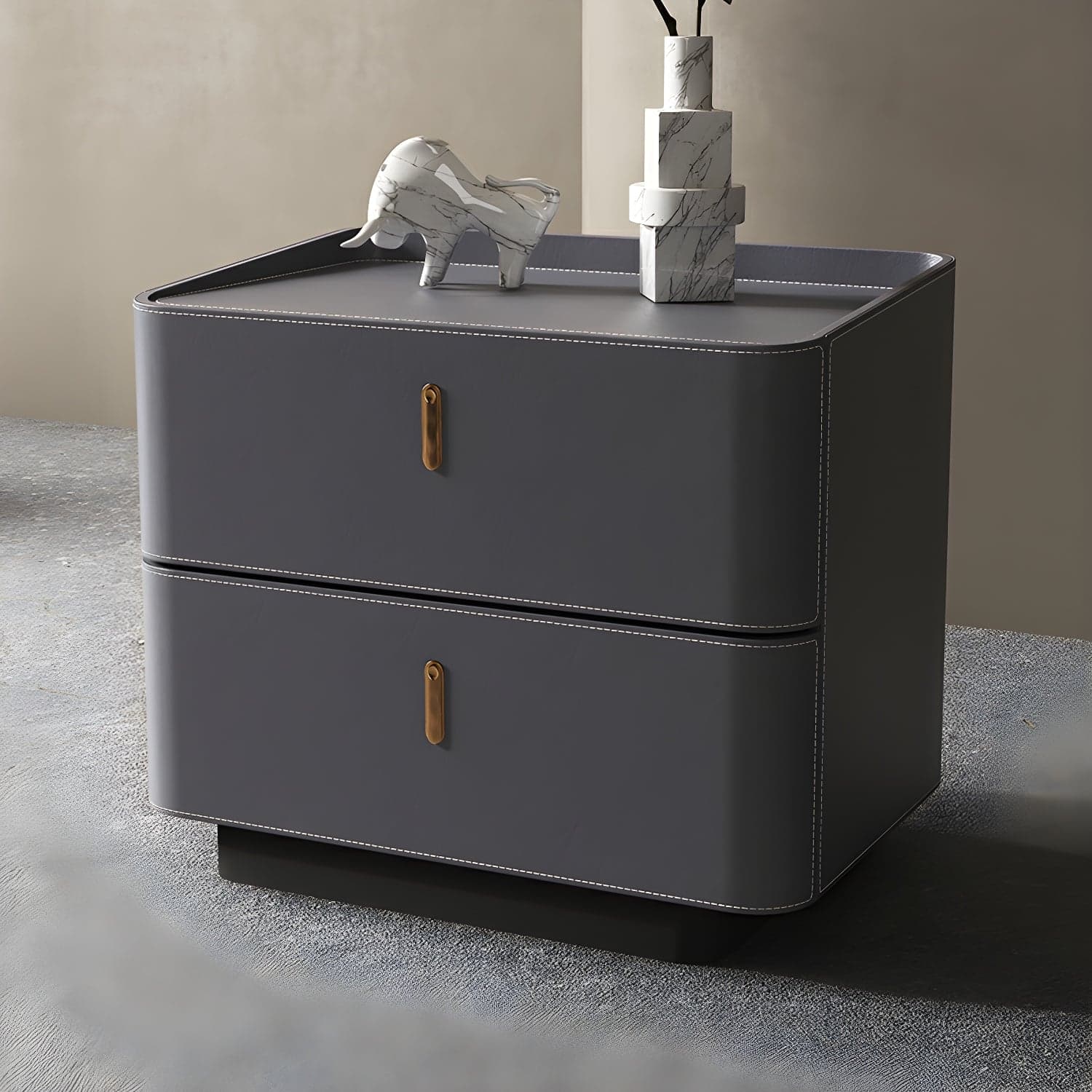 Modern Wood Grain Design Solid Wood Nightstands with Two Drawers thumbnail 6