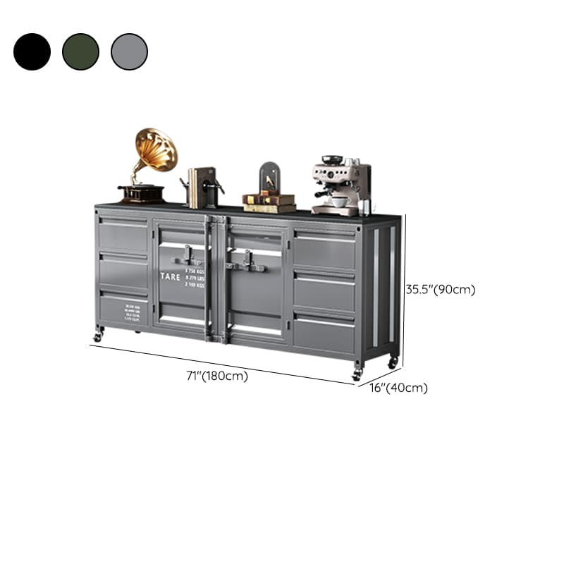 Industrial Metal Sideboard Credenza with Cabinets and Drawers thumbnail 20