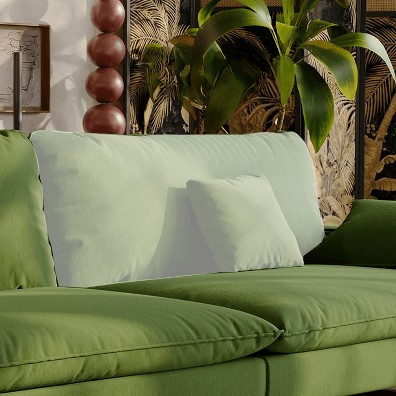 Gray/Sage/Amber Color Standard Sofa with Armrest and 4 Pillows for Drawing Room thumbnail 13