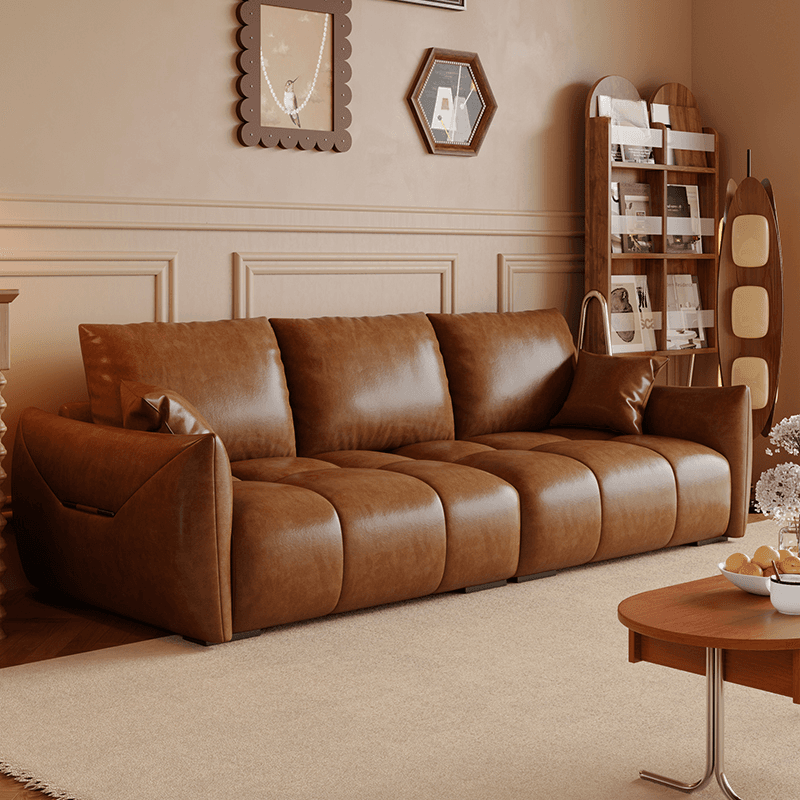 Modern Solid Color Scratch-defiant Standard Sofa in Light Gray/Emerald Green/Auburn, 3-seater with 2 Pillows thumbnail 3
