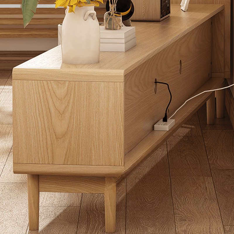 Solid+Engineered Wood TV Stand with 4 Drawers, 2 Cabinets, Cable Management, and Variable Shelf thumbnail 3