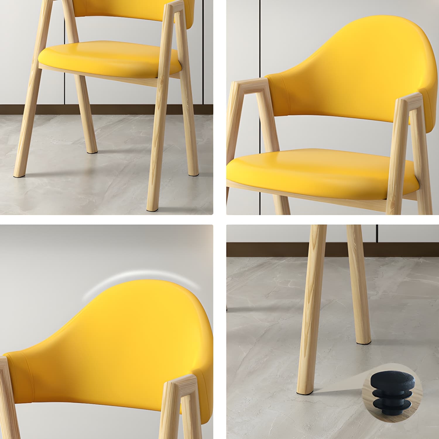 Scandinavian Study Room Metal Arm Chair Colorful Open Dining Chair with Natural Legs thumbnail 23