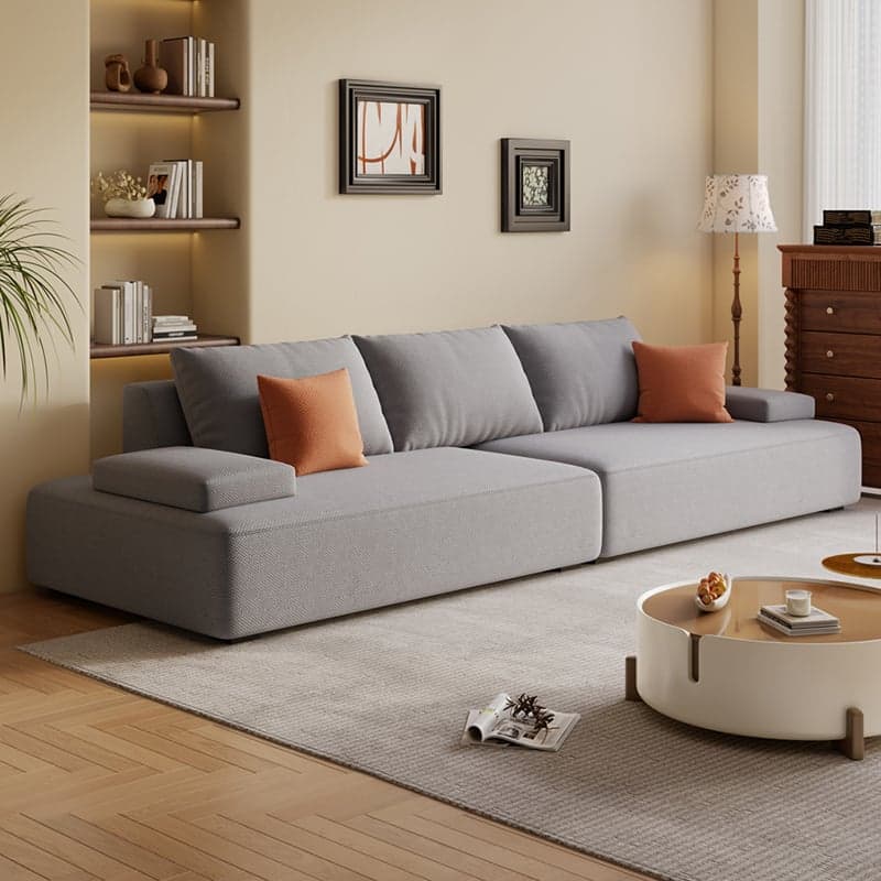 Modish Solid Color Stain Resistant Standard Sofa in Black/Light Gray/Beige for 6-Seater with 2 Pillows thumbnail 6