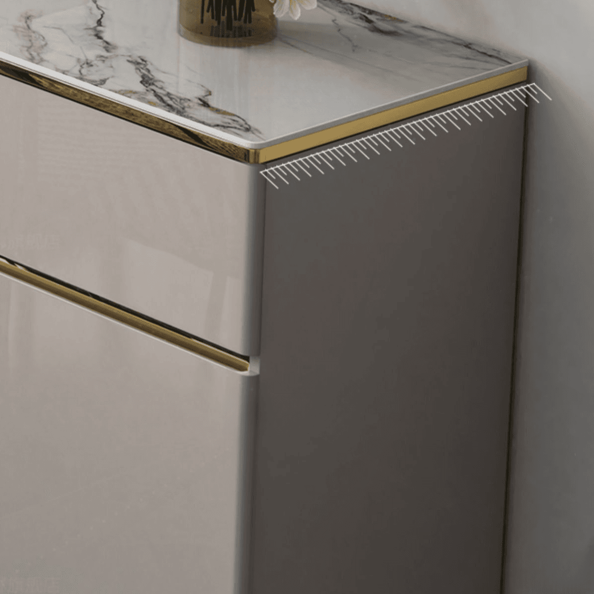 Elegant Standalone Sideboard with 5 Drawers, 5 Doors, and Faux Marble Countertop thumbnail 9