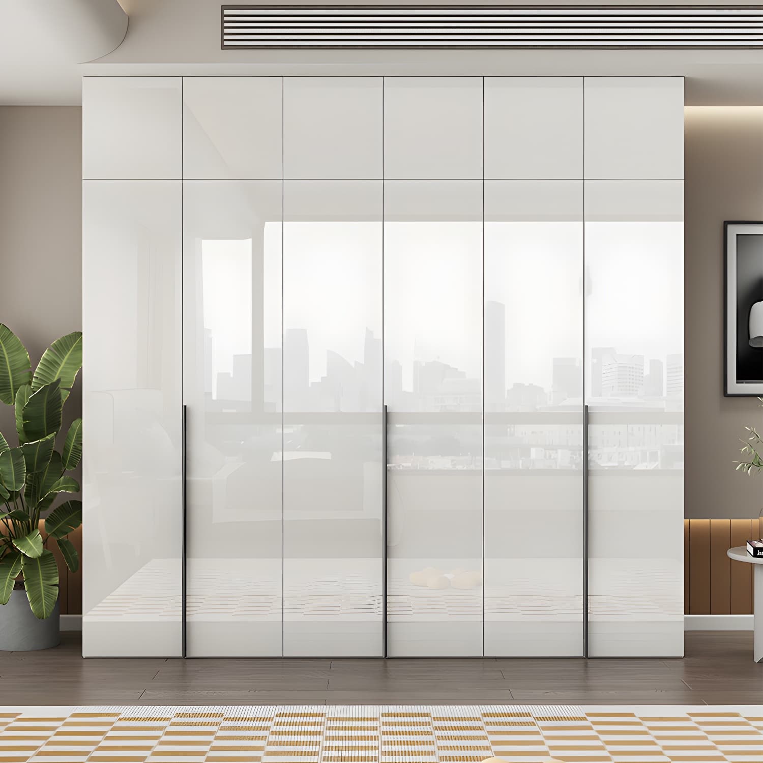 Hinged Wardrobe Armoire with Shelves White Wardrobe Closet for Home thumbnail 1