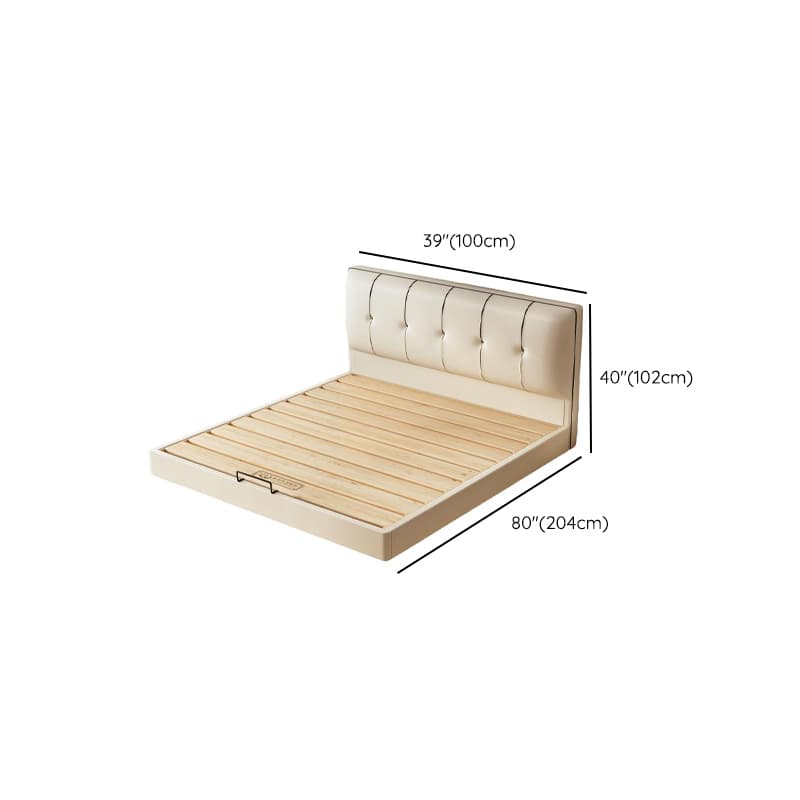 Cream Solid Color Adaptable Height Stitch-tufted Floating Bed for Bedroom thumbnail 8