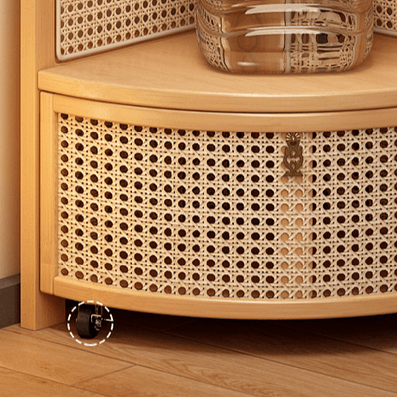 Modern Simple Nook Accent Cabinet with 2 Exterior Shelves, Storage Basket, and Midnight Black/Sepia Top thumbnail 9