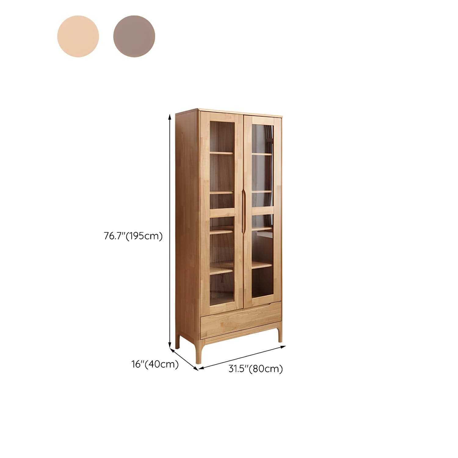 Glass Door Accent Cabinet 76.77" Tall Wood Cabinet with Drawers thumbnail 14