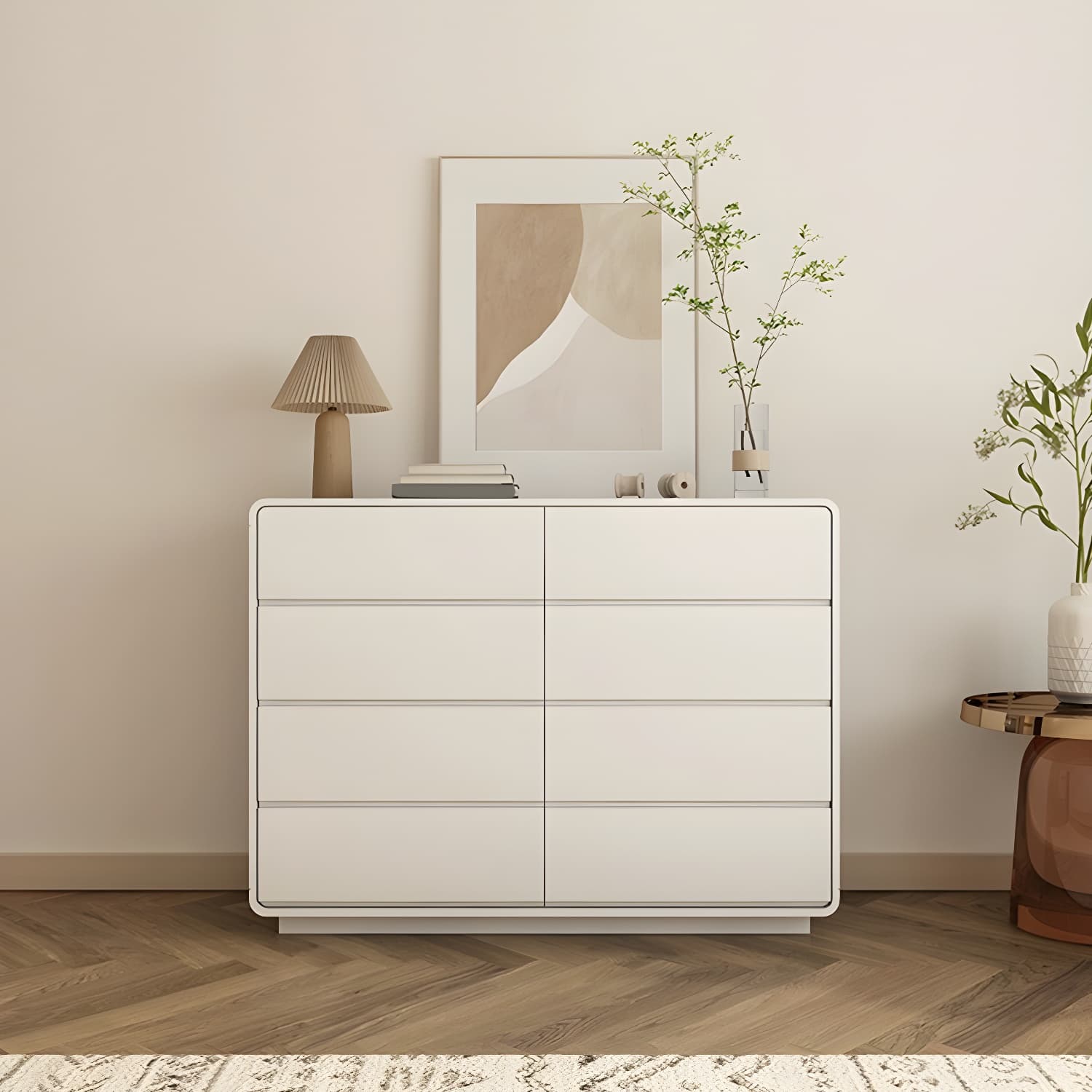 Modern White Double Dresser with Drawers and Soft Close Glides