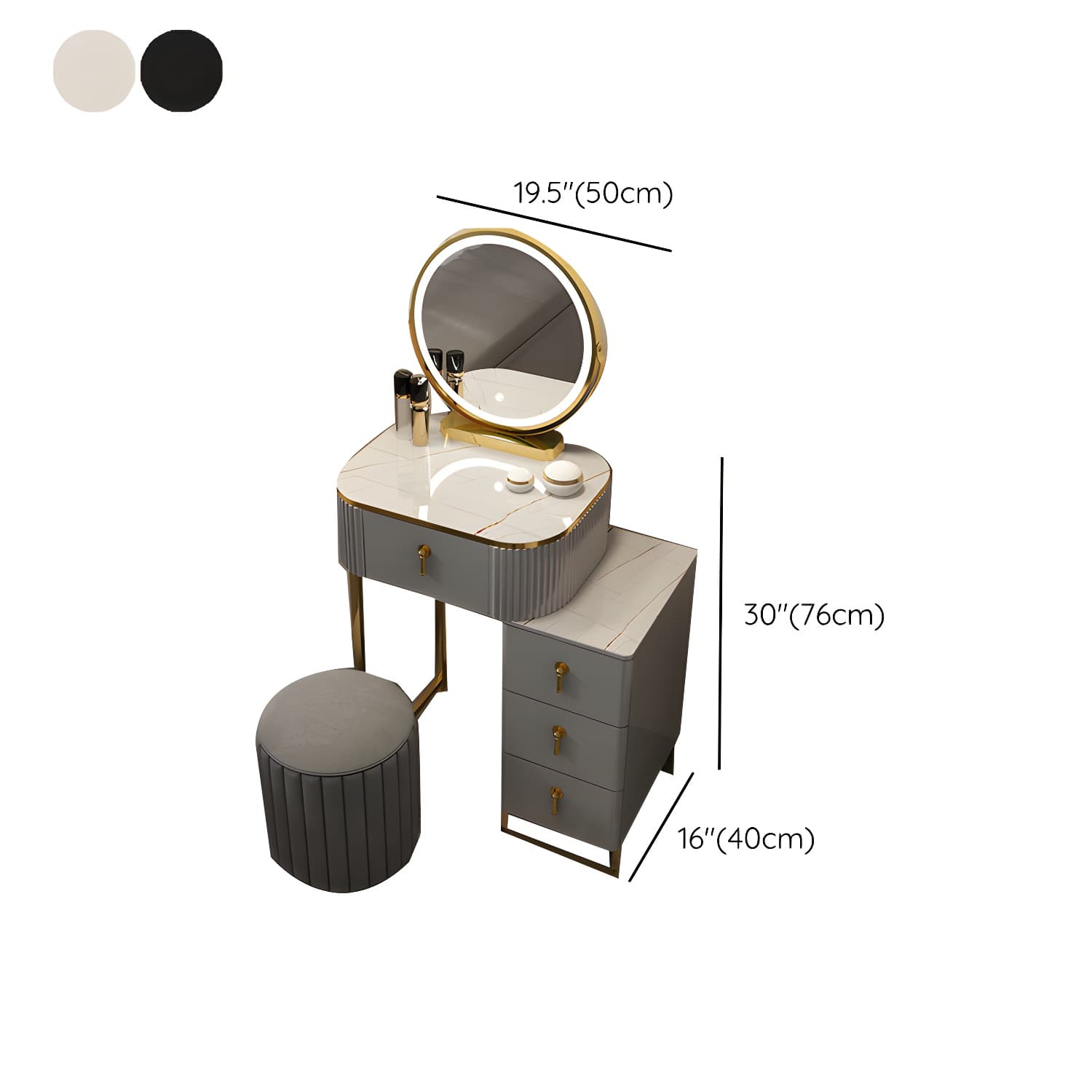 Contemporary Makeup Vanity Desk Table 29.9" H Bedroom Makeup Counter thumbnail 25