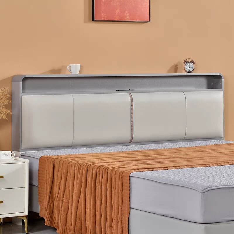 Simplistic Panel Headboard with Shelves, Rectangular Shape for Twin/Full/Twin XL Bed, Featuring Sponge Upholstery, Illumination Light, and Standard Height thumbnail 3