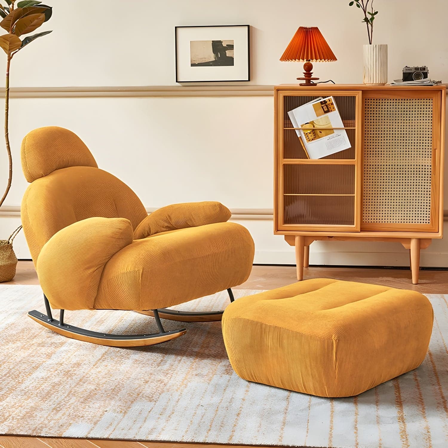 Rocking Accent Chair Solid Wood Contemporary Living Room Spindle thumbnail 6