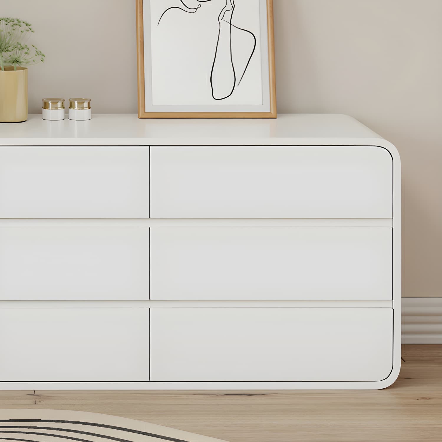 Modern White Wooden Makeup Vanity With Soft Close Drawers & Easy Assembly, Standard Width thumbnail 10