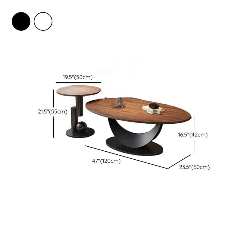 Trendy Cocoa Wooden Oval Single Accent Table with Metal Base thumbnail 12