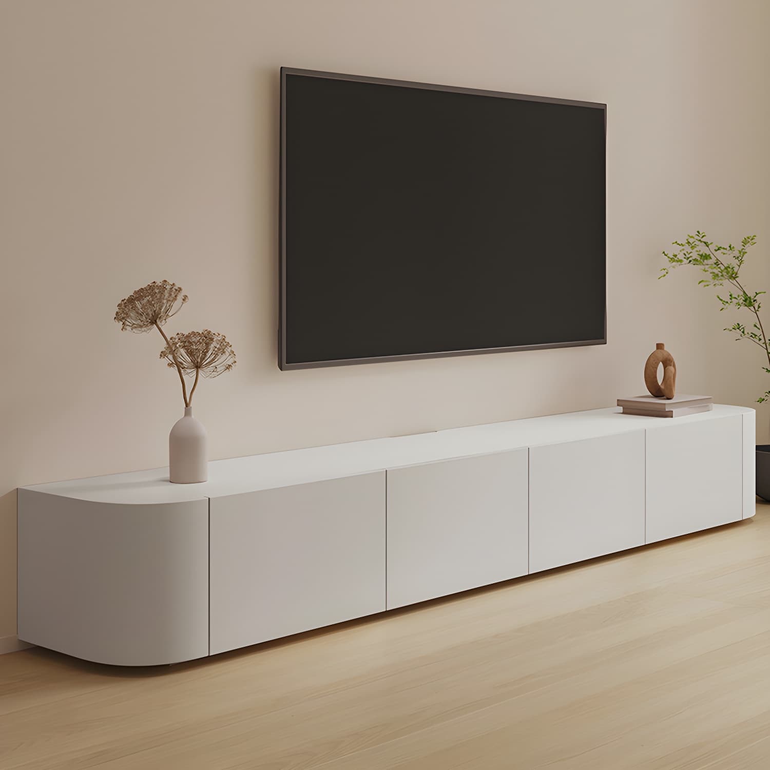 Modern Wood TV Stand Console White TV Media Stand with Drawers for Living Room thumbnail 3