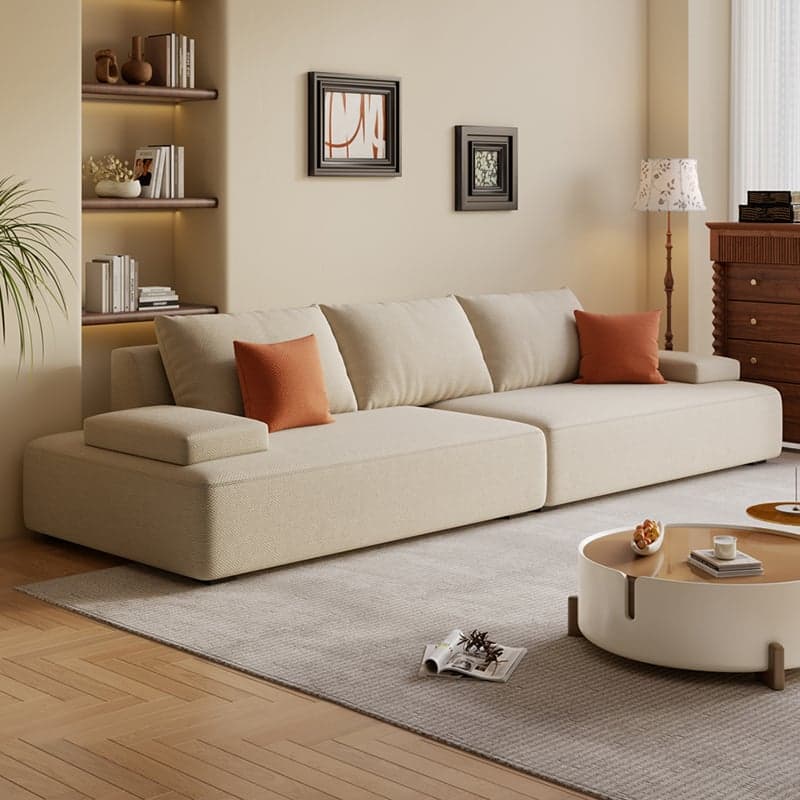 Modish Solid Color Stain Resistant Standard Sofa in Black/Light Gray/Beige for 6-Seater with 2 Pillows thumbnail 1