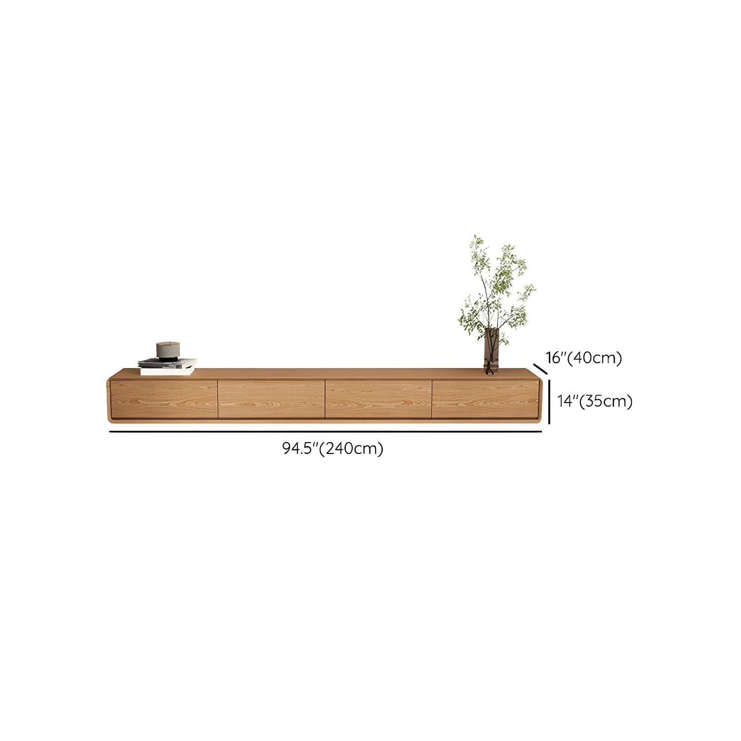 Contemporary Wood Media Console TV Stand in Natural with Drawers thumbnail 14