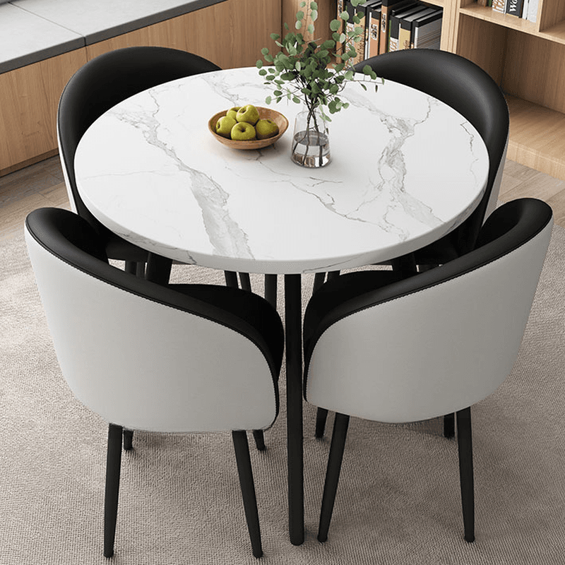 Circular Manufactured Wood Dining Table Set with Upholstered Back, Padded Chair, Arms, Seats 4 thumbnail 2