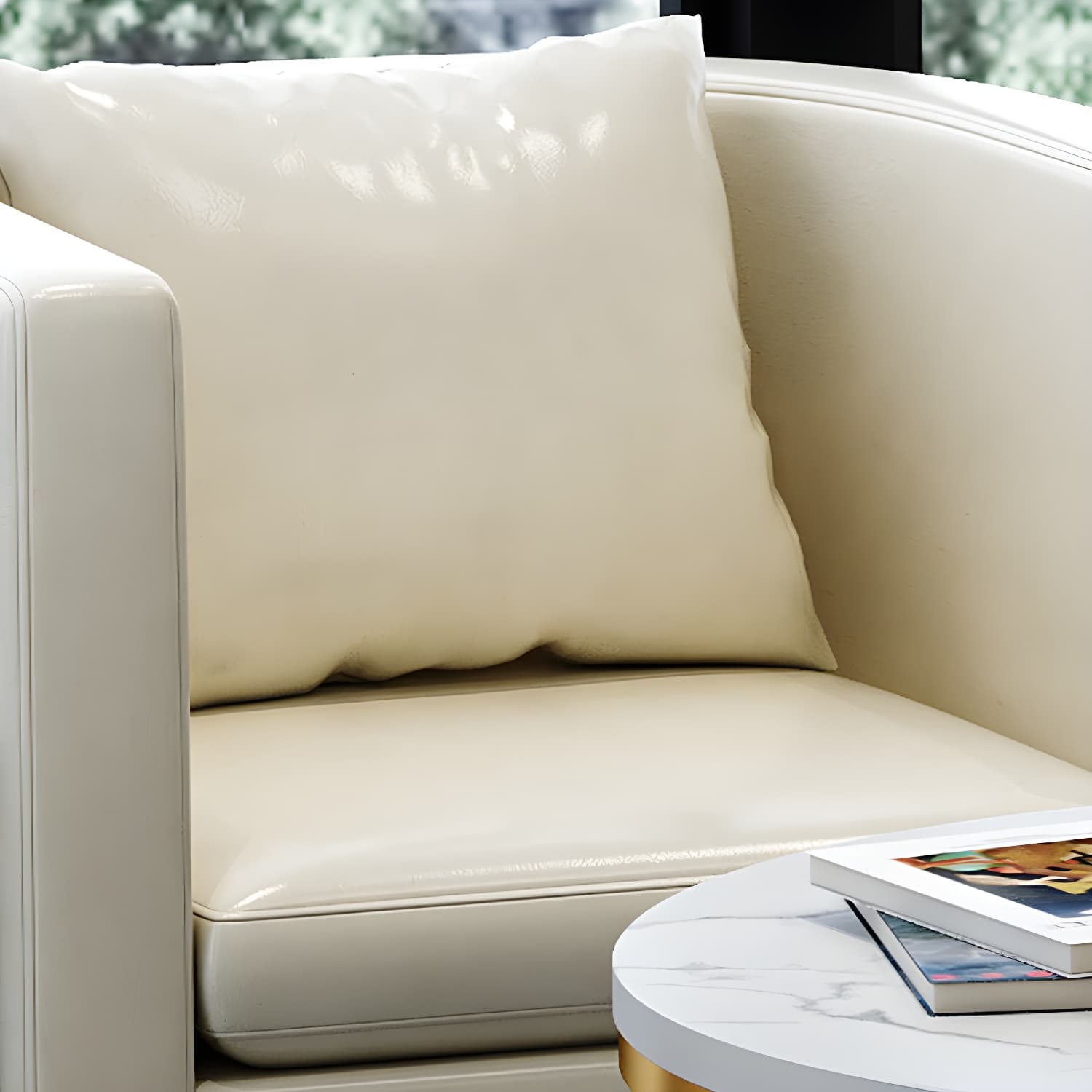 Parsons Arm Chair Leather Indoor Dining Chair with Gold Frame thumbnail 13