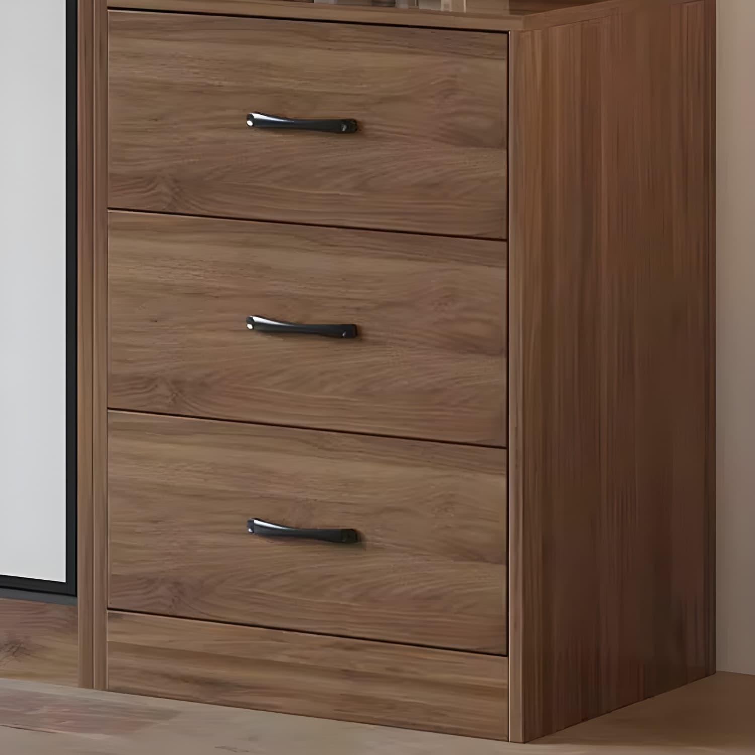 Modern Brown Wood Wardrobe Armoire with Sliding Doors, Shelves, and Clothing Rod thumbnail 8