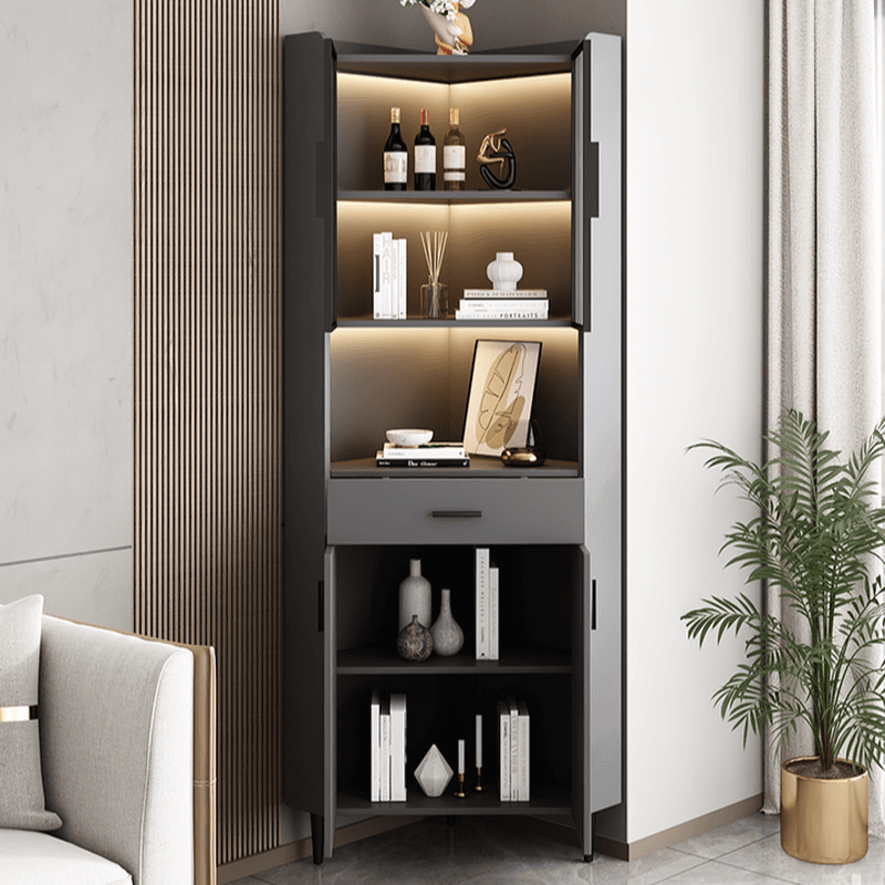 Damp-proof Scratch-immune Accent Cabinet with 1 Exterior Shelf, Glazed Door, Storm Gray Top, Soft Close Drawer, and Stain Resistant thumbnail 4