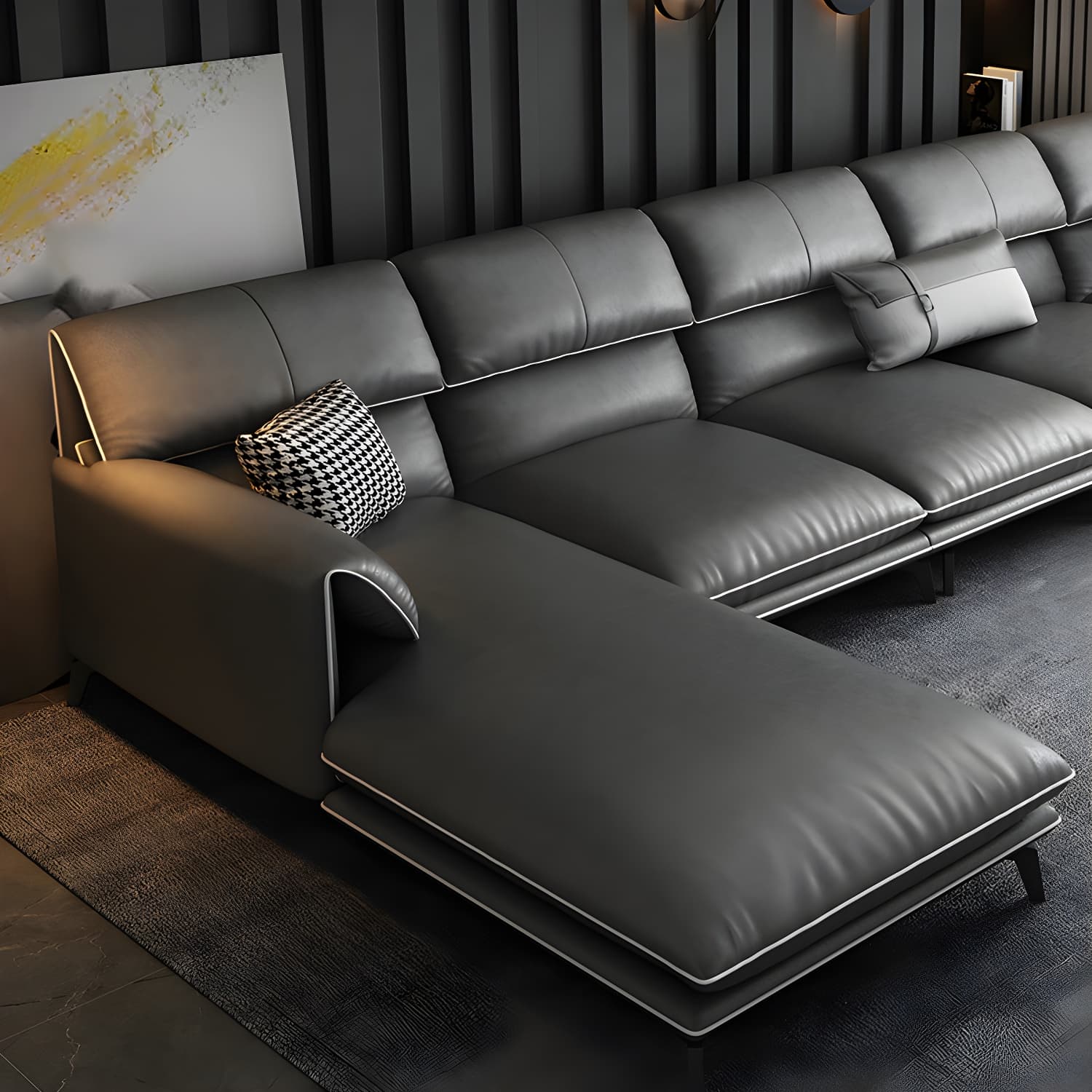 Modern Gray Stationary Sectional Sofa with Wood Frame and Pillow Top Arm thumbnail 10