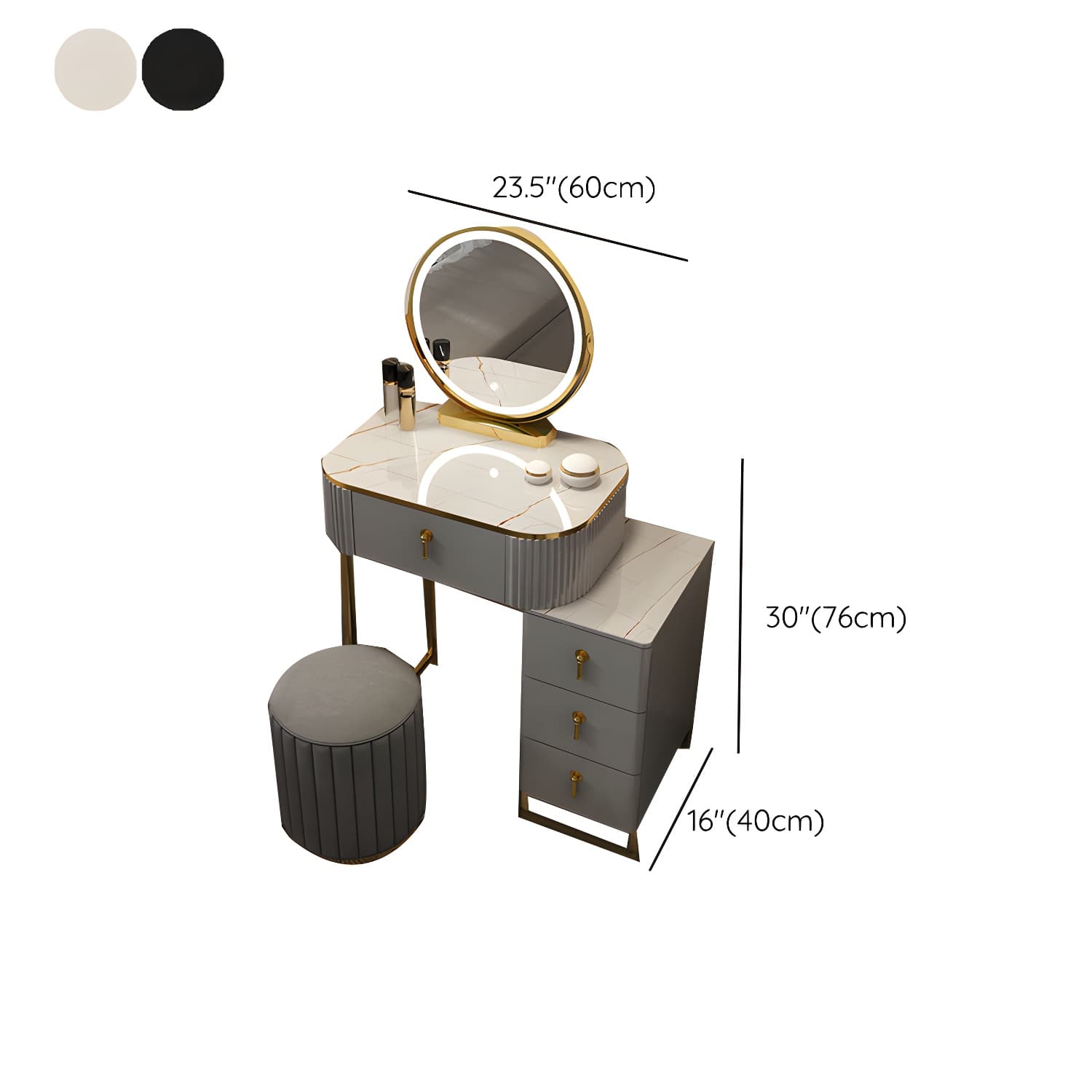 Contemporary Makeup Vanity Desk Table 29.9" H Bedroom Makeup Counter thumbnail 26