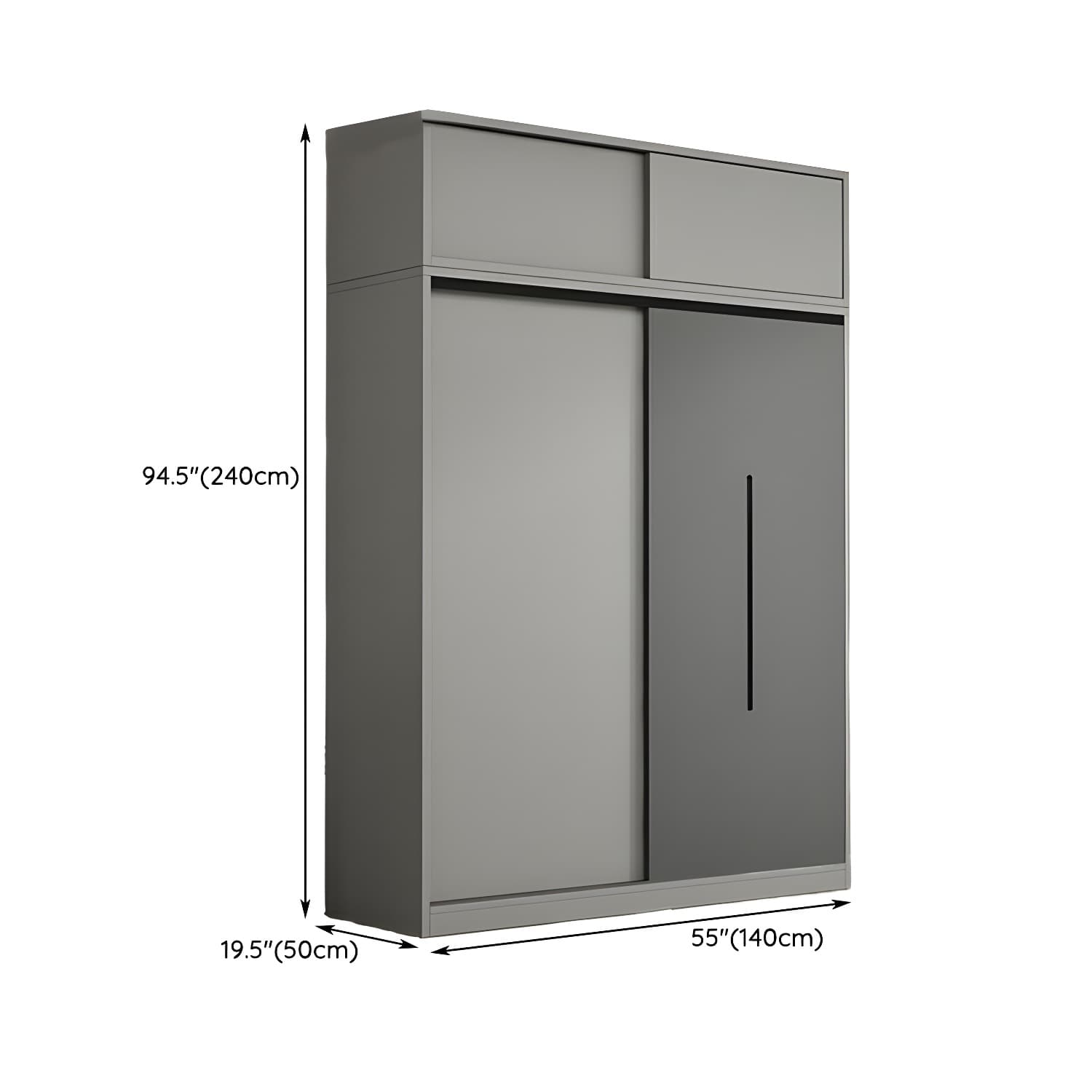 Contemporary Wood Grey Cloth Rod Included Wardrobe with Shelves thumbnail 19