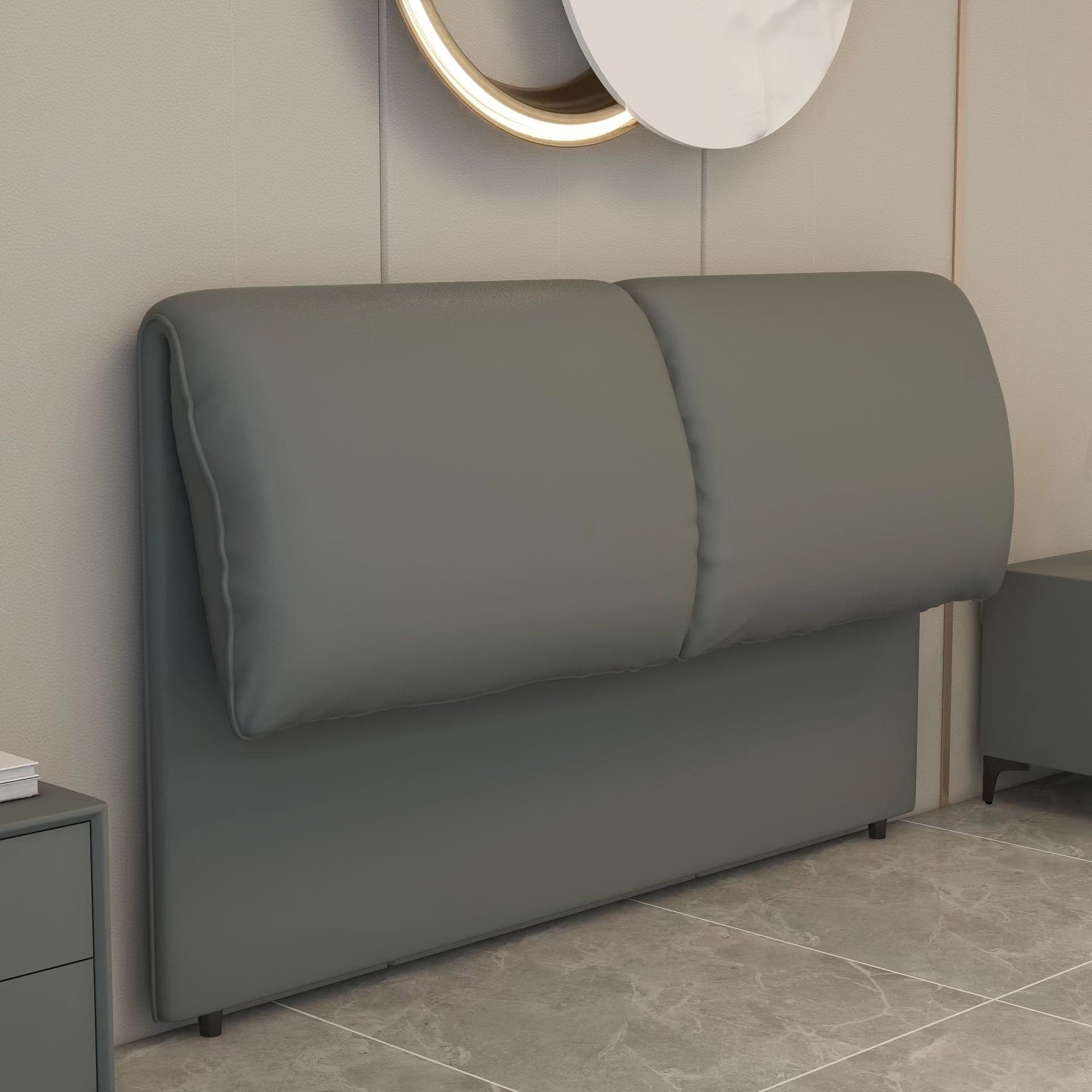 Simple Free-standing Standard King(76"W x 80"L)/Queen(60"W x 80"L)/Full(54"W x 75"L) Panel No Distressing With Legs in Wood/ Upholstery and Sponge thumbnail 2