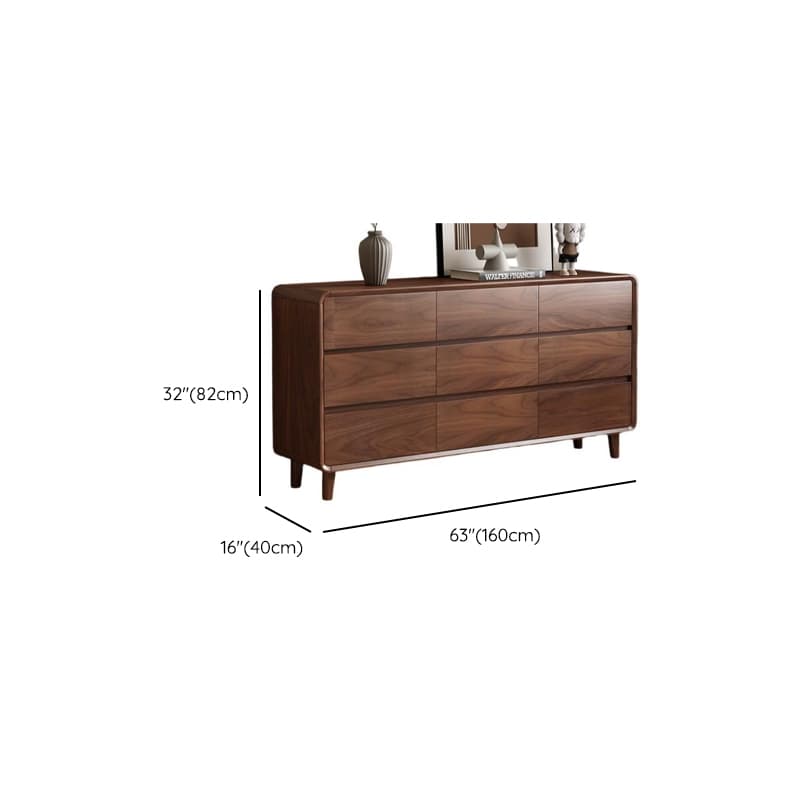 Cocoa Simplistic Natural Wood Double Dresser with 6/9/5 Drawers in Horizontal/Vertical Orientation thumbnail 13