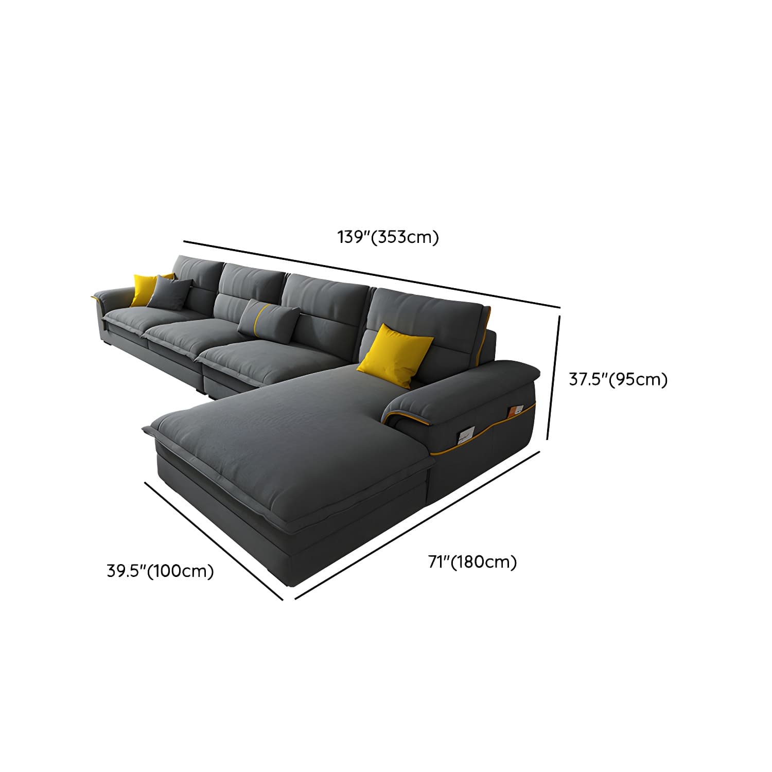 Modern Gray Cotton and Linen Sectional Sofa with Wood Frame and Storage Included thumbnail 16