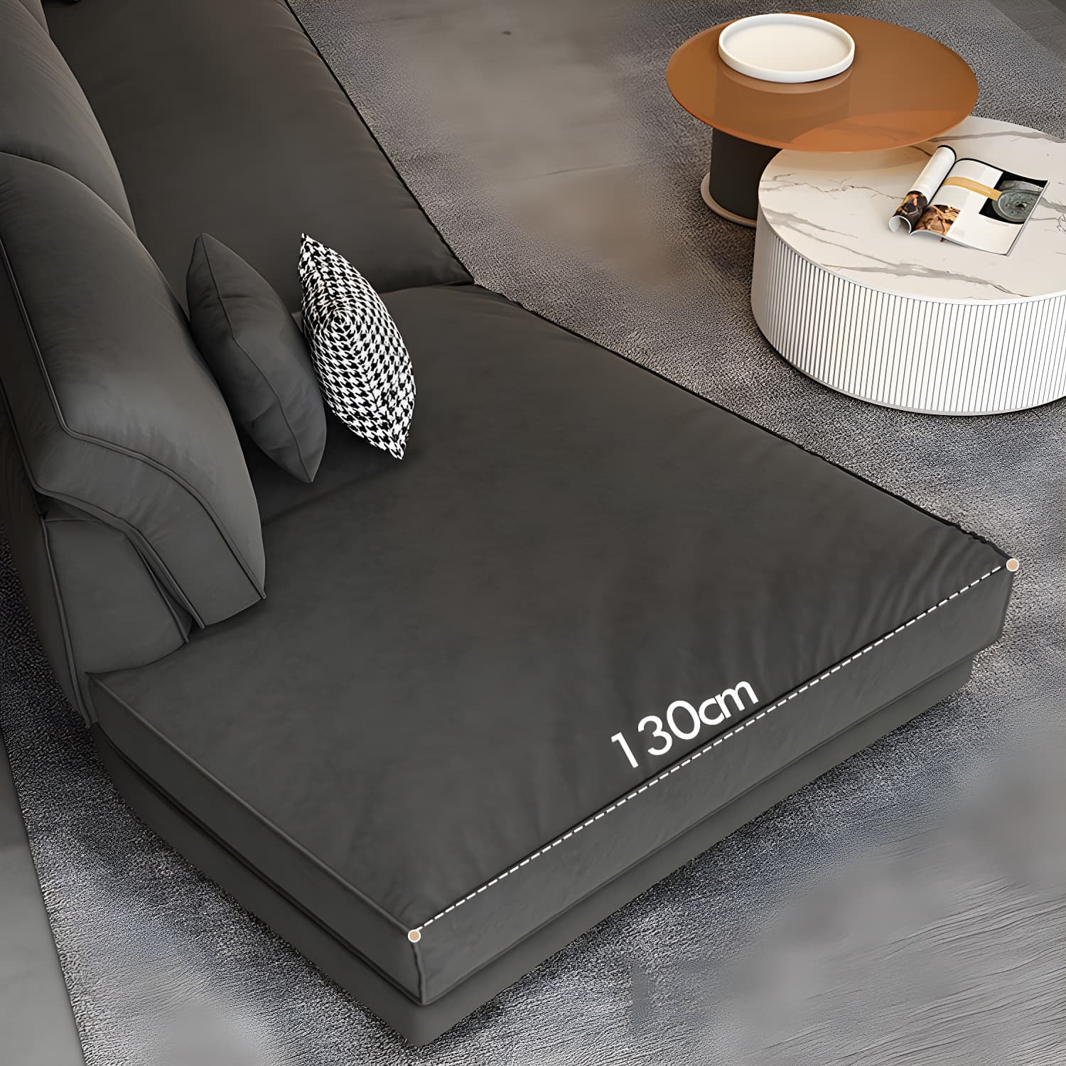 Modern Gray Polyester Blend Stationary Sectional Sofa with Square Arm and Cushion Back thumbnail 6
