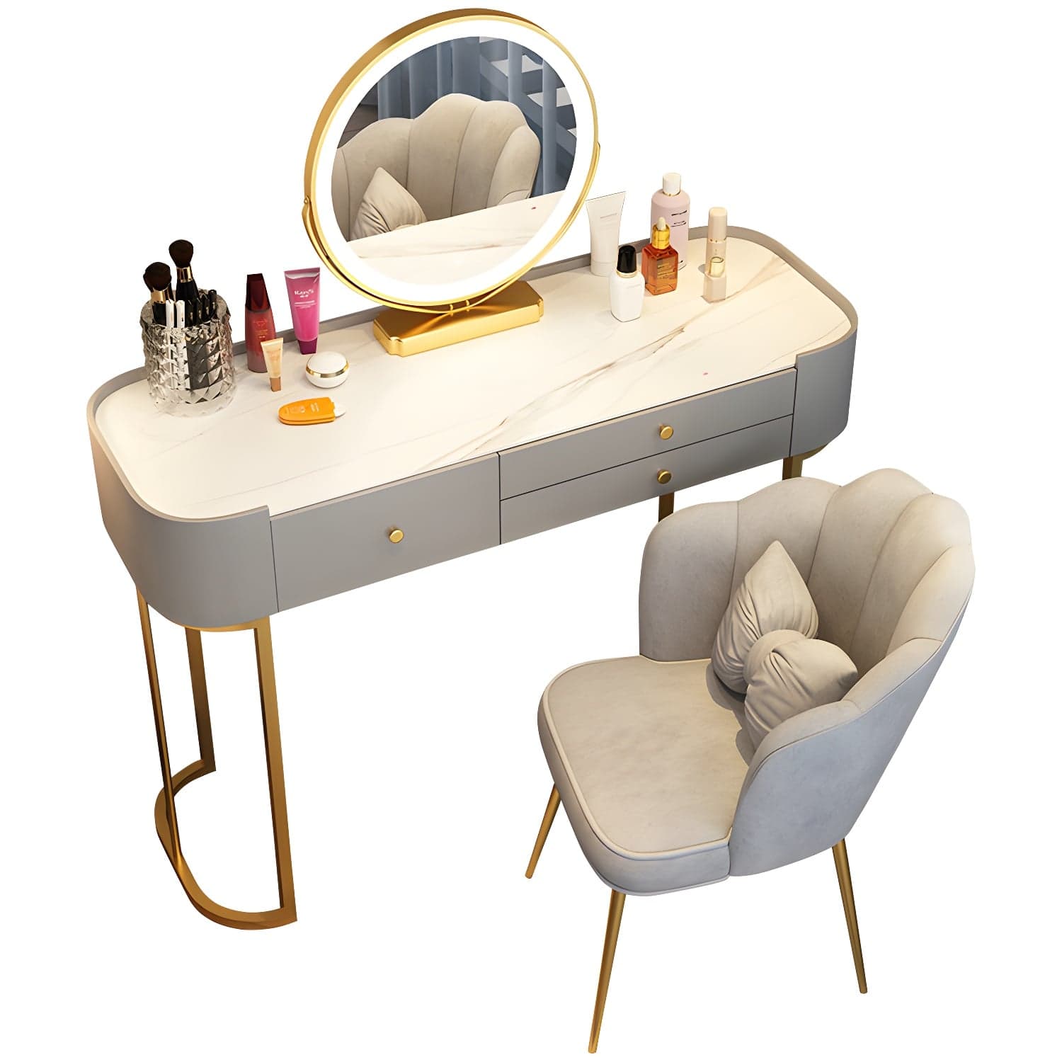 Glam Glass Vanity Dressing Table Bedroom Make-up Vanity with Drawer thumbnail 10