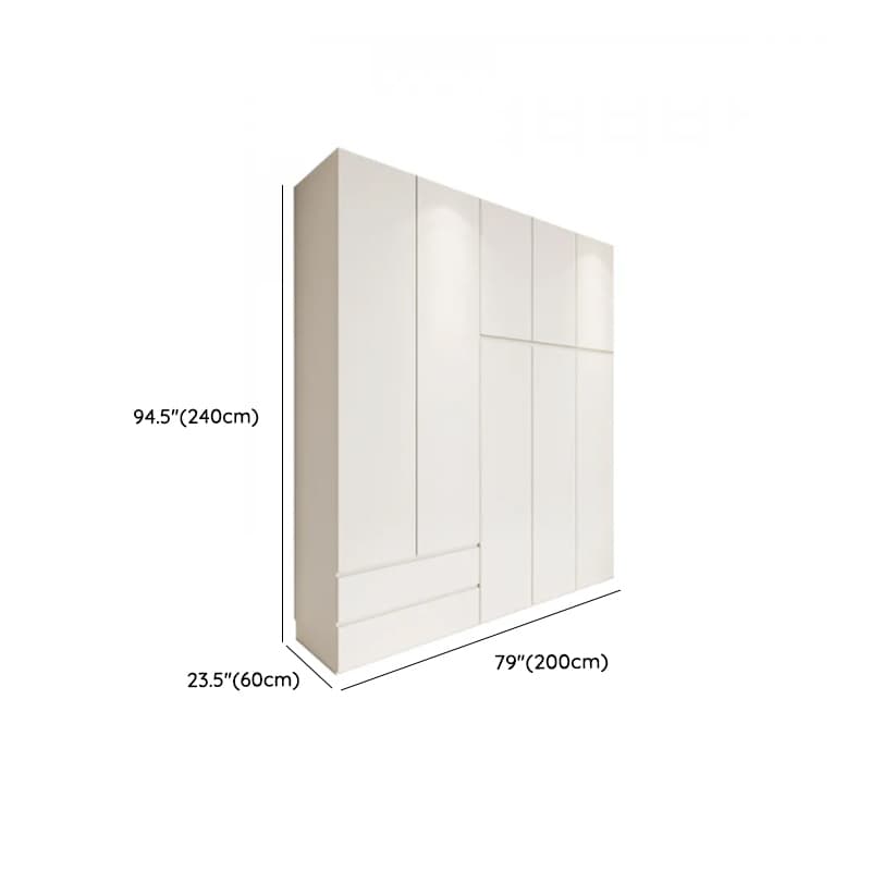 White Minimalist Manufactured Wood Independent Wardrobe Closet with Soft Close Drawer, Soft Close Door, and Interior Shelves thumbnail 23