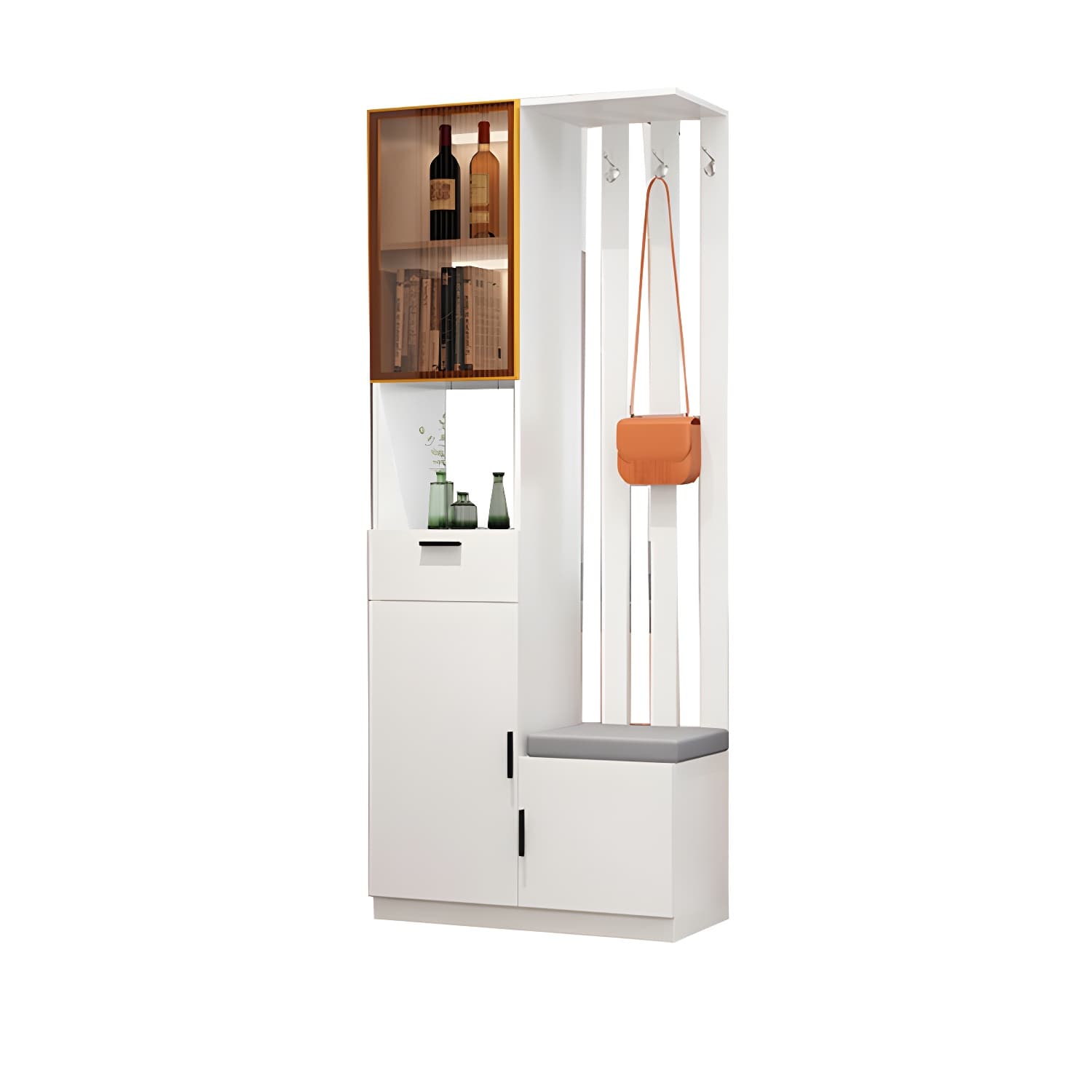 Contemporary 3-door Wooden 11.81" Wide Accent Cabinet with Drawer thumbnail 10