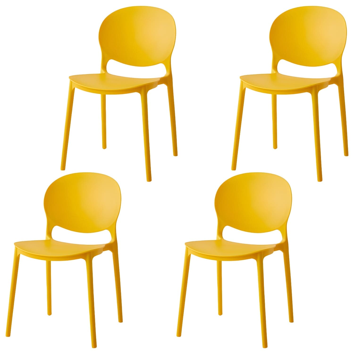 Modern Style Stackable Plastic Chair Open Back Dining Side Chair (Set of 4) thumbnail 11