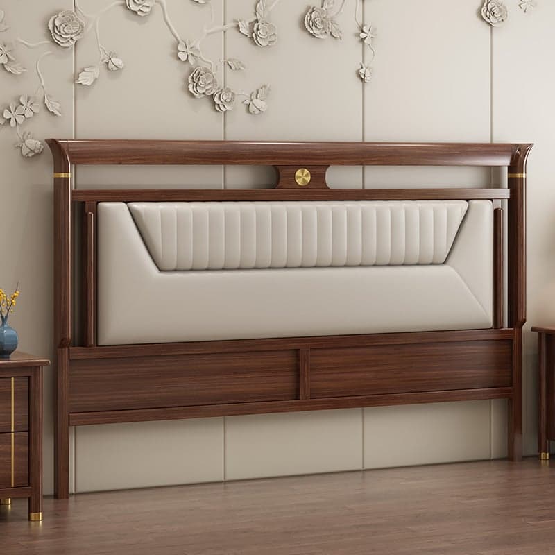 Trendy Panel Headboard in Natural Wood with No Distressing, Rectangle Shape for King/Queen/Full Bed, Featuring Sponge Upholstery and Standard Height thumbnail 4