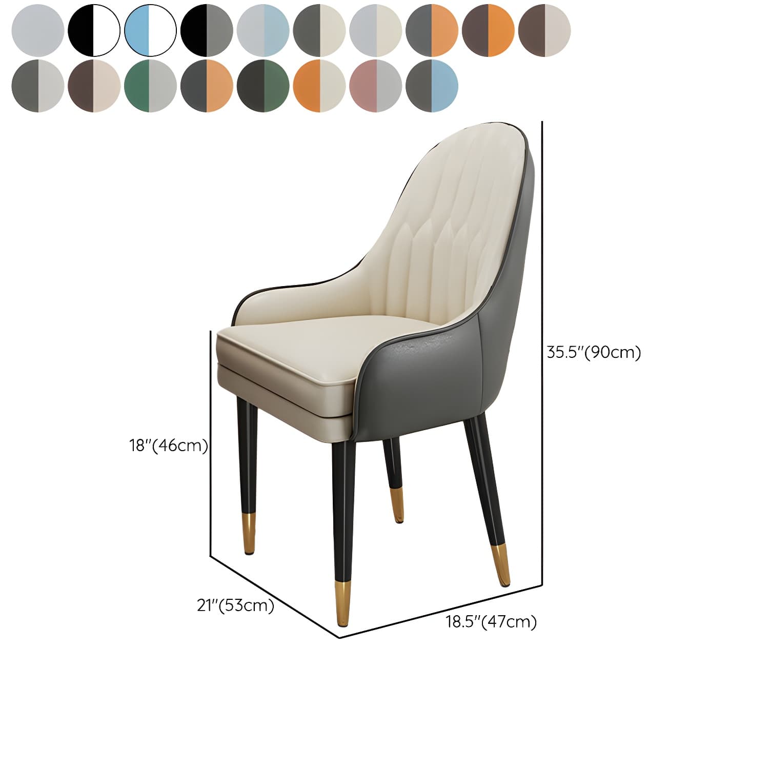 Glam Arm Chair with Upholstered Faux Leather, Solid Back, and Metal Legs thumbnail 29