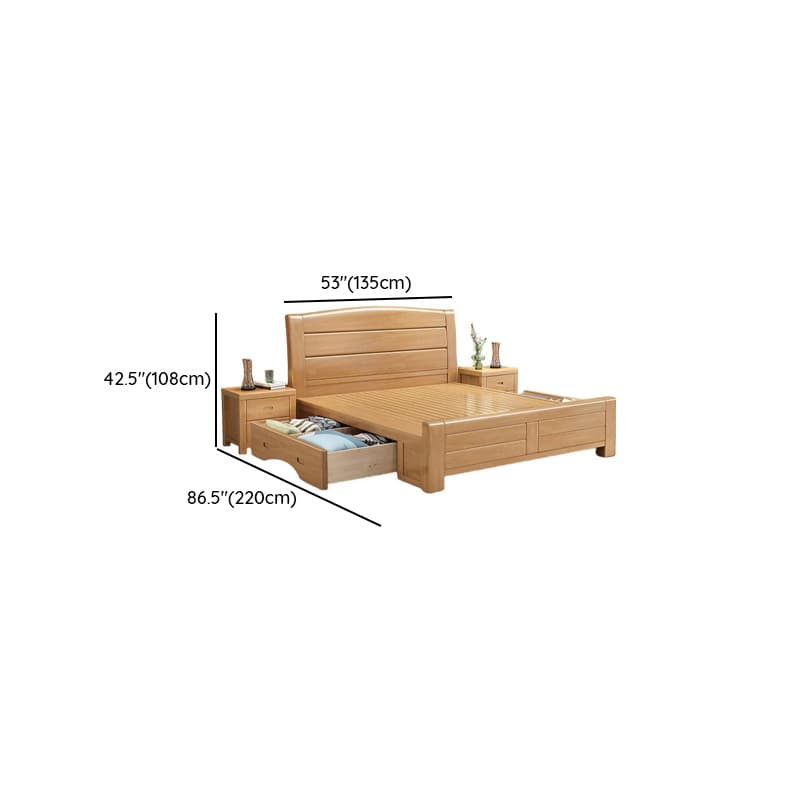 Natural Finish Solid Color Lumber Storage Bed/Pallet Bed Frame with 2 Storage Boxes, Bedroom thumbnail 16
