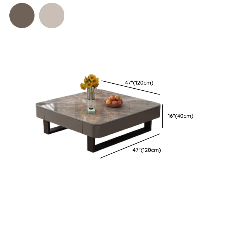 Funky Single Rock Side Table with Toboggan Base, Gray/White Square Top, and 1 Drawer thumbnail 27