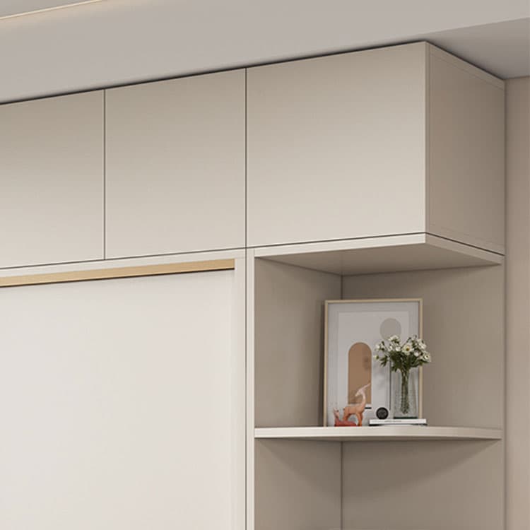 Modern White Wood Wardrobe Armoire with Sliding Doors and Soft Close Drawers thumbnail 6