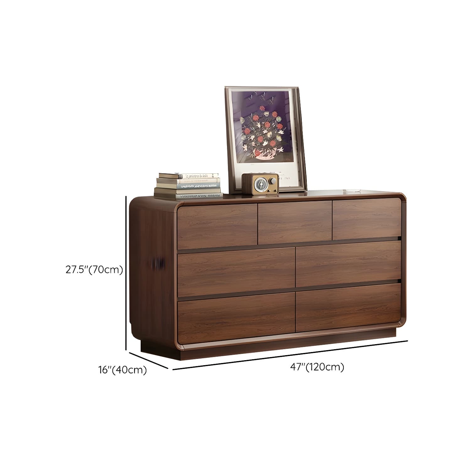 Drawers Included Rubber Wood Chest Brown Wood Grain Design for Home - image 20