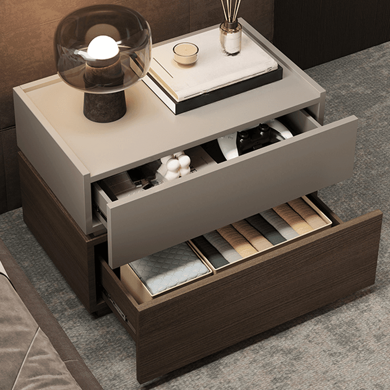 Organic Modern Nightstand With Drawer Organization Featuring 2 Drawers and Real Wood Countertop thumbnail 11