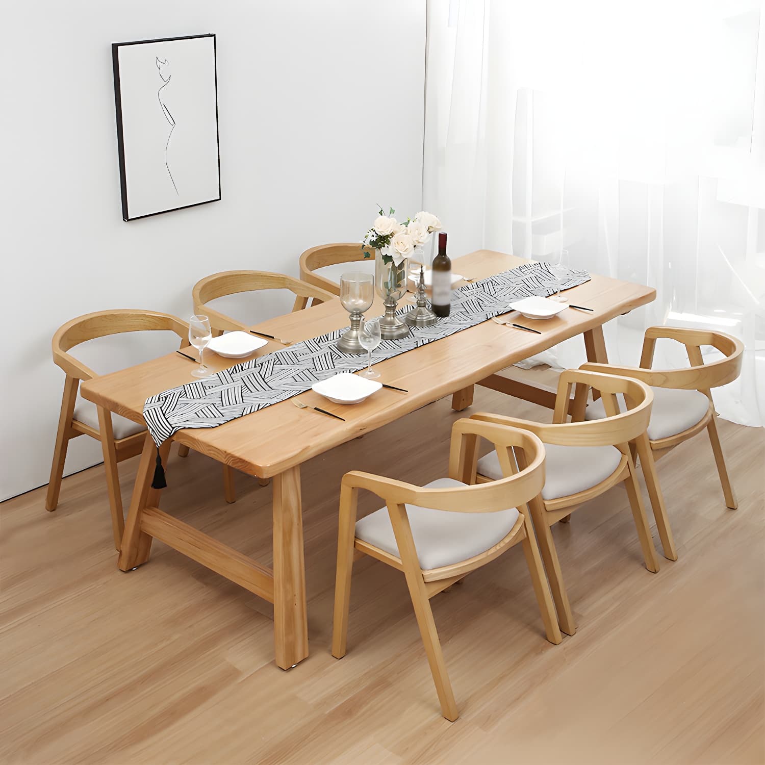 Home Pine Dining Room Set 1/2/5/7 Pieces Modern Dining Room Table Set thumbnail 1