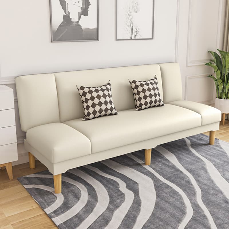 Scandinavian Armless Sleeper Sofa, Light Wood, Foam Filling, Includes Pillows thumbnail 17